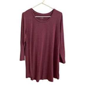 LOGO Layers by Lori Goldstein Purple Tunic 3/4 Sleeves Large